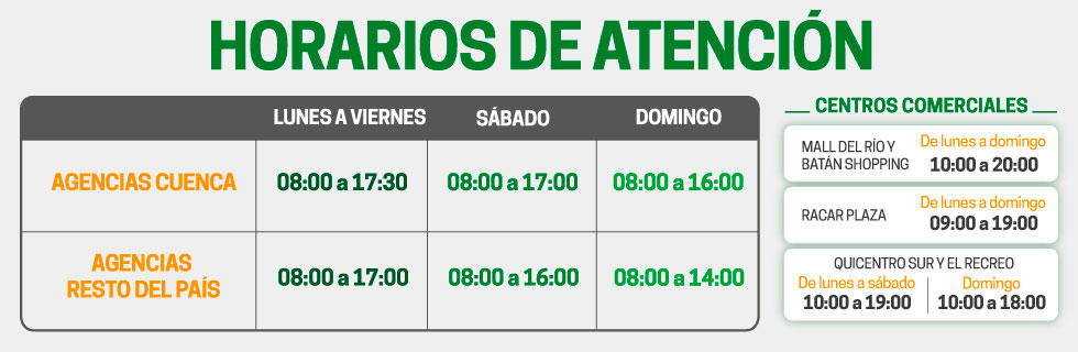 Horarios de atención